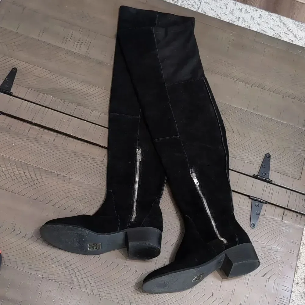 Free People Everly Black Thigh High Boots Womens Size 38